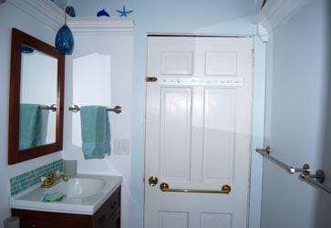 Several towel bars for guests' use.